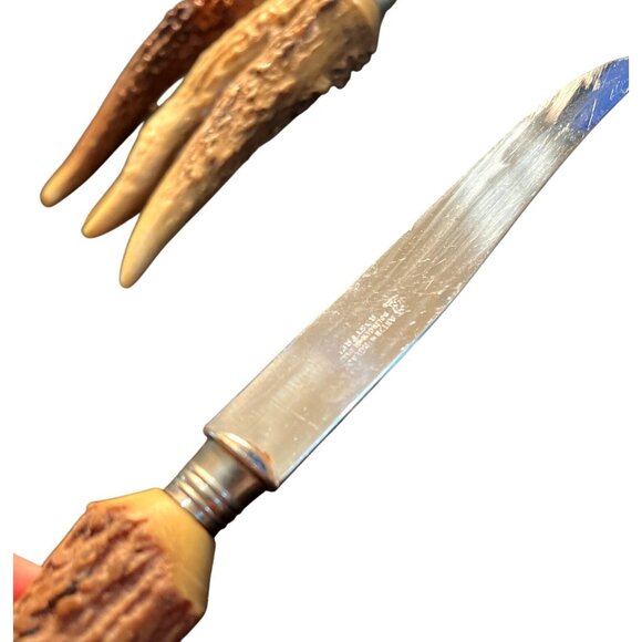 Vtg Anton Wingen Jr. Rostfrei Germany Set of 5 Kitchen Knives Stag Handle - Picture 4 of 4